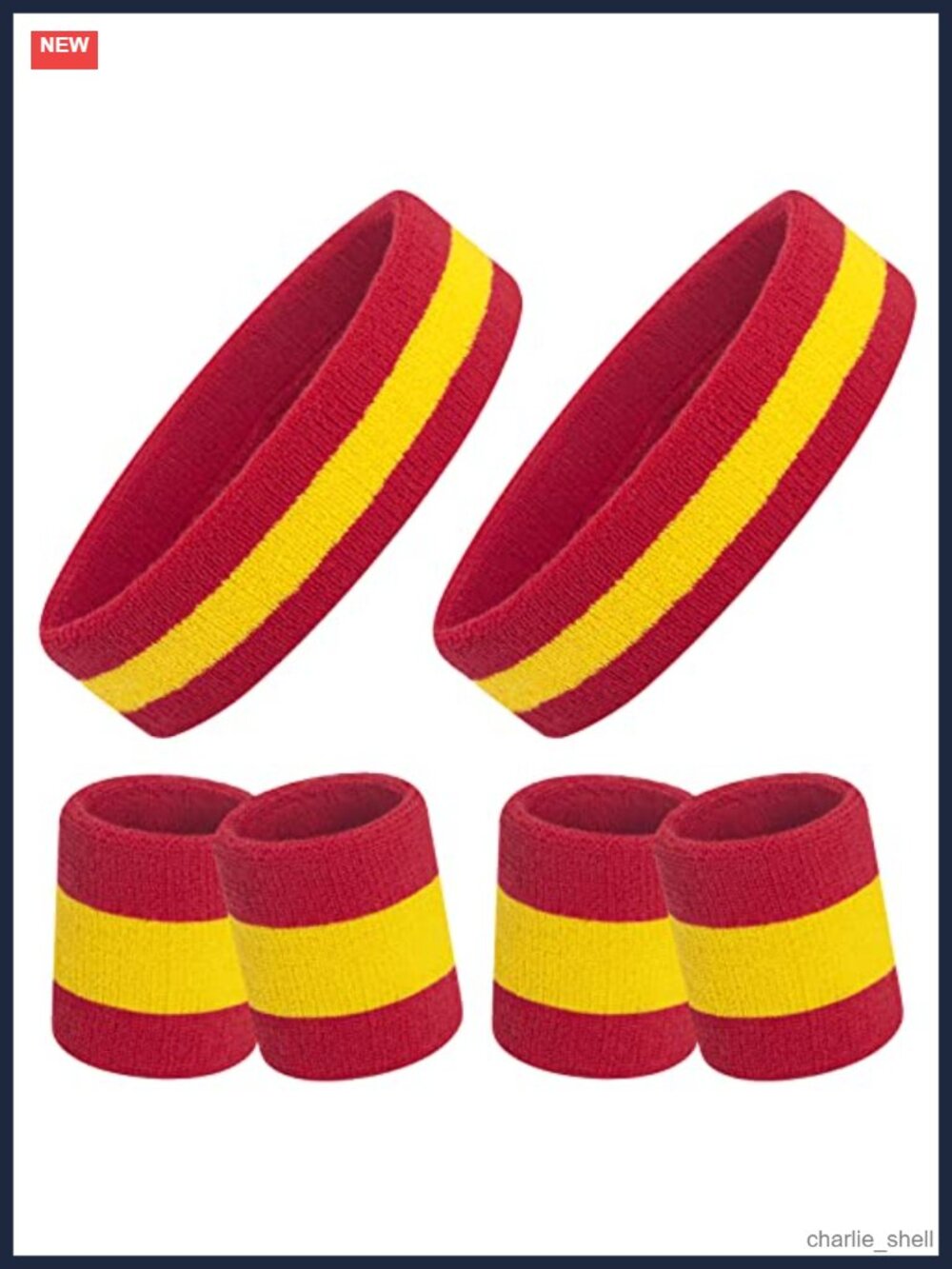 6pc Cotton Terry Sweatbands Set Headbands Wristbands Gym Workout Tennis